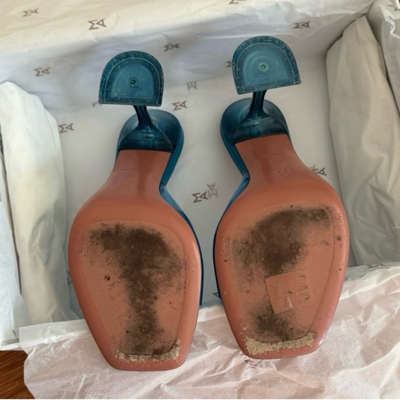 Amina Muaddi Blue Lupita Pvc Metallic Mules. AUTHENTIC! EU 38,5 size. - Picture 11 of 15